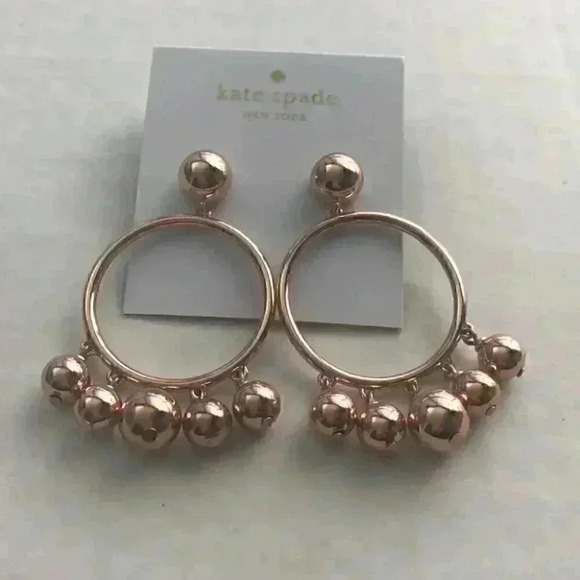 Kate Spade new Large Bauble Hoops w dangling balls Kate Spade new Large Bauble Hoops w dangling balls